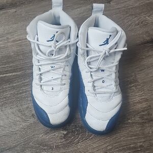 Jordan Kids White and Navy Sneakers